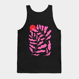 Funky Pink Purple Plants illustration. Abstract Matisse Inspired Art Tank Top